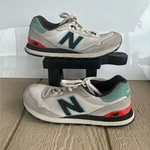 New Balance White and Teal Sneakers